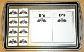 Bat's B's and D's Sort Cookie Sheet Activity