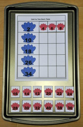 Count by 2's Beach Themed Cookie Sheet Activity