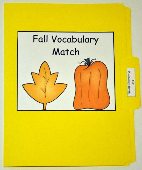 Fall Vocabulary Match Up File Folder Game
