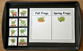 Fall and Spring Frogs Sort Cookie Sheet Activity