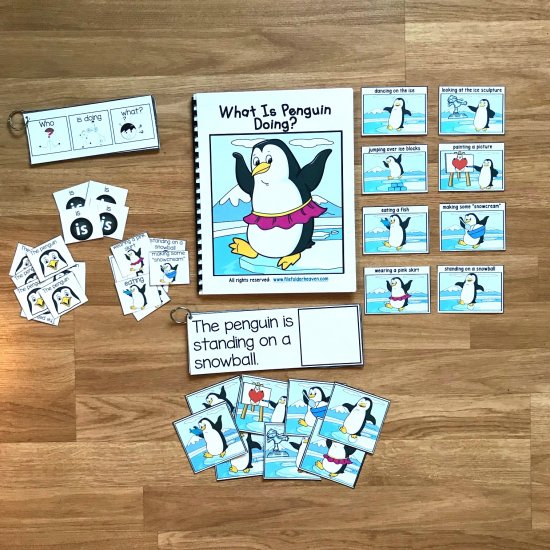 Sentence Builder Book: \"What Is Penguin Doing?\"