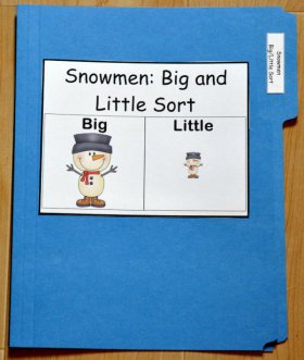 Big and Little Snowmen Sort File Folder Game