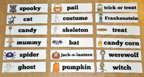 Halloween Themed Visual Word Wall Words