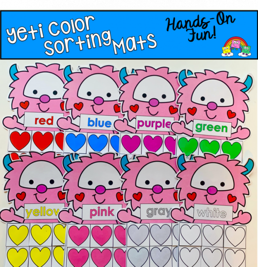 Valentine\'s Day Color Sorting Mats