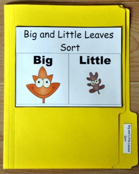Big and Little Leaves Sort File Folder Game
