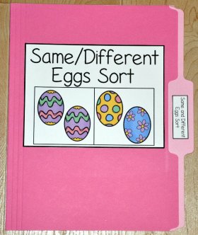 Same and Different Eggs Sort File Folder Game
