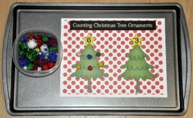 Counting Christmas Tree Ornaments Cookie Sheet Activity