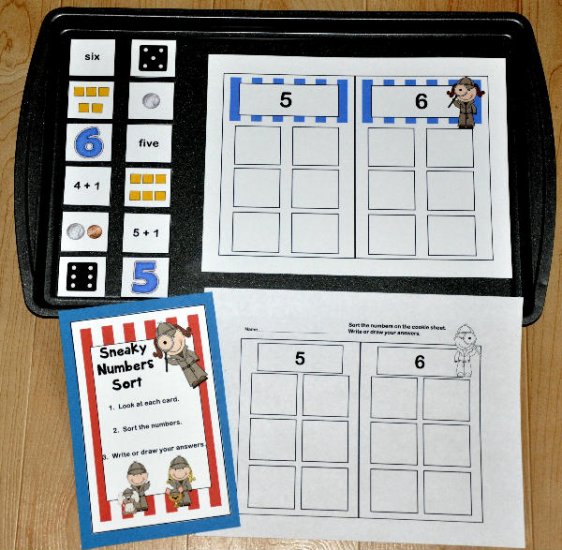 \"Sneaky Numbers\" 5 and 6 Cookie Sheet Activity