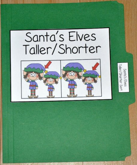 Santa\'s Elves: Taller and Shorter Sort File Folder Game