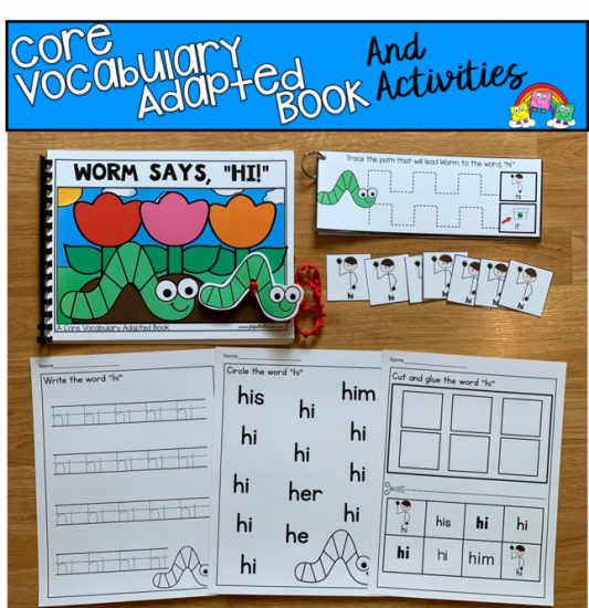 \"Worm Says Hi\" Core Vocabulary Adapted Book And Activities