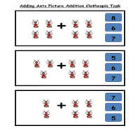 Adding Up Ants Clothespin Task