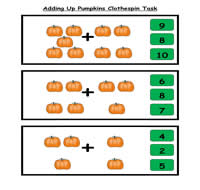 Adding Up Pumpkins Clothespin Task