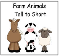 Farm Animals Tallest to Shortest File Folder Game