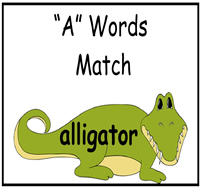"A" Words Match File Folder Game