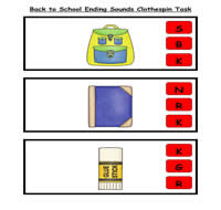 Back to School Ending Sounds Clothespin Task