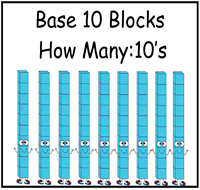 Base Ten Blocks: How Many 10's File Folder Games