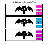 Bat Numbers Clothespin Task