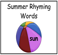 Summer Rhyming Words Match File Folder Game