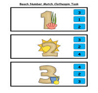 Beachy Number Match Clothespin Task