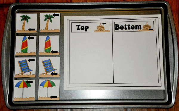 Beach Objects Top or Bottom Sort Cookie Sheet Activity