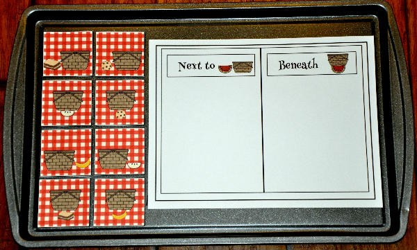 Next to or Beneath the Picnic Basket Cookie Sheet Activity
