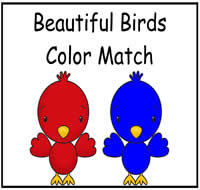 Beautiful Birds Color Match File Folder Game