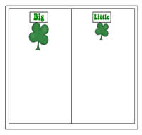 Big and Little Clover Sort Cookie Sheet Activity