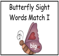 Butterfly Sight Words File Folder Game