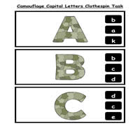 Camo Capital Letters Clothespin Task
