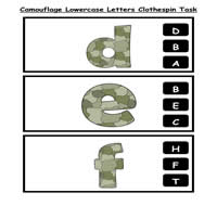 Camo Lowercase Letters Clothespin Task