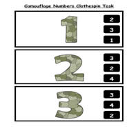 Camo Numbers Clothespin Task