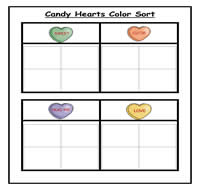 Four Column Candy Hearts Sorting Task