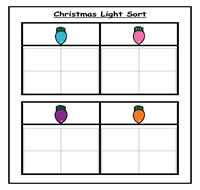 Four Column Christmas Light Sorting Task