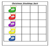 Christmas Stocking Sort Cookie Sheet Actvity