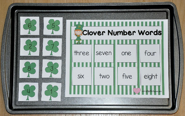 Clover Number Words Cookie Sheet Activity