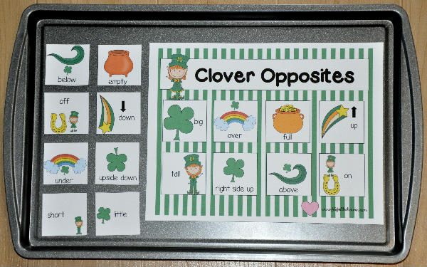 Clover Opposites Cookie Sheet Activity