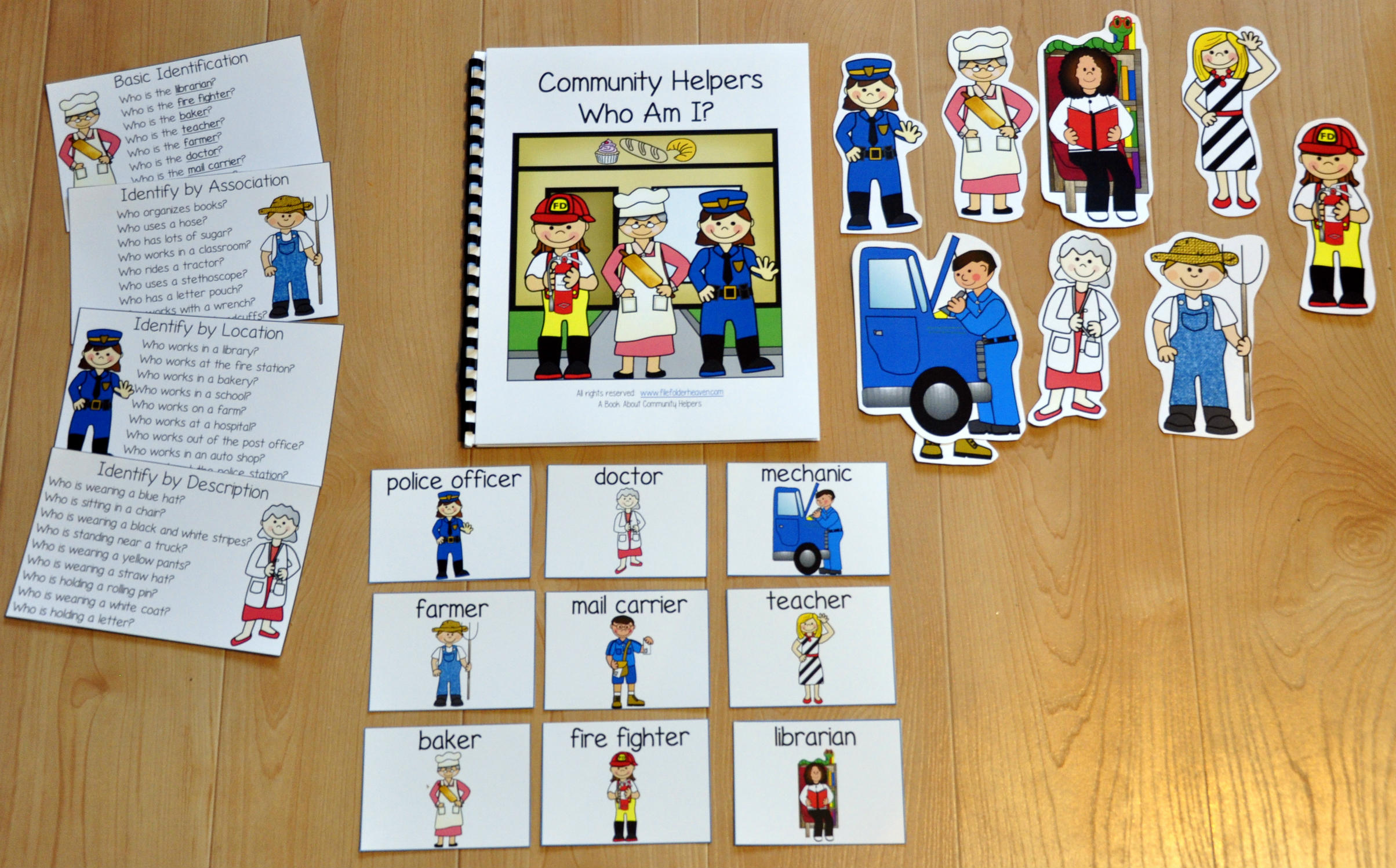 Community Helpers, Who Am I Adapted Book 3.50 File Folder Games at