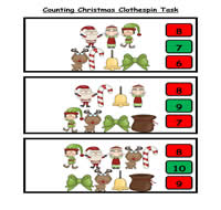 Counting Christmas Clothespin Task