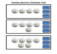 Counting Quarters (Coins) Clothespin Task