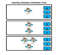 Counting Snowmen Clothespin Task