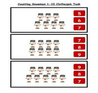 Counting Snowmen Clothespin Task