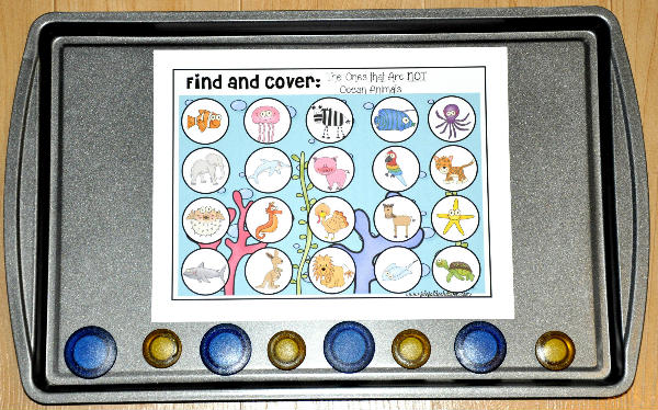 Ocean Themed \"Find and Cover\" Cookie Sheet Activities Bundle