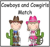 Cowboy and Cowgirl Friends Match File Folder Game