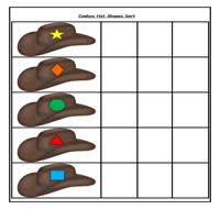 Cowboy Hat Shapes Sort Cookie Sheet Activity