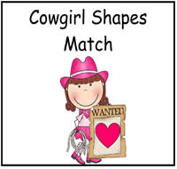 Cowgirl Shapes Match File Folder Game