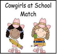 Cowgirls at School Match File Folder Game