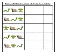 Backyard Critters Sequence Sort Cookie Sheet Activity
