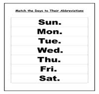 Days of the Week Abbreviations Cookie Sheet Activity