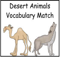 Desert Animals Vocabulary Match Up File Folder Game