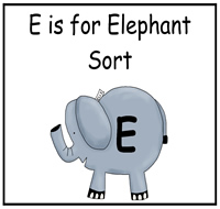 E is for Elephant File Folder Game
